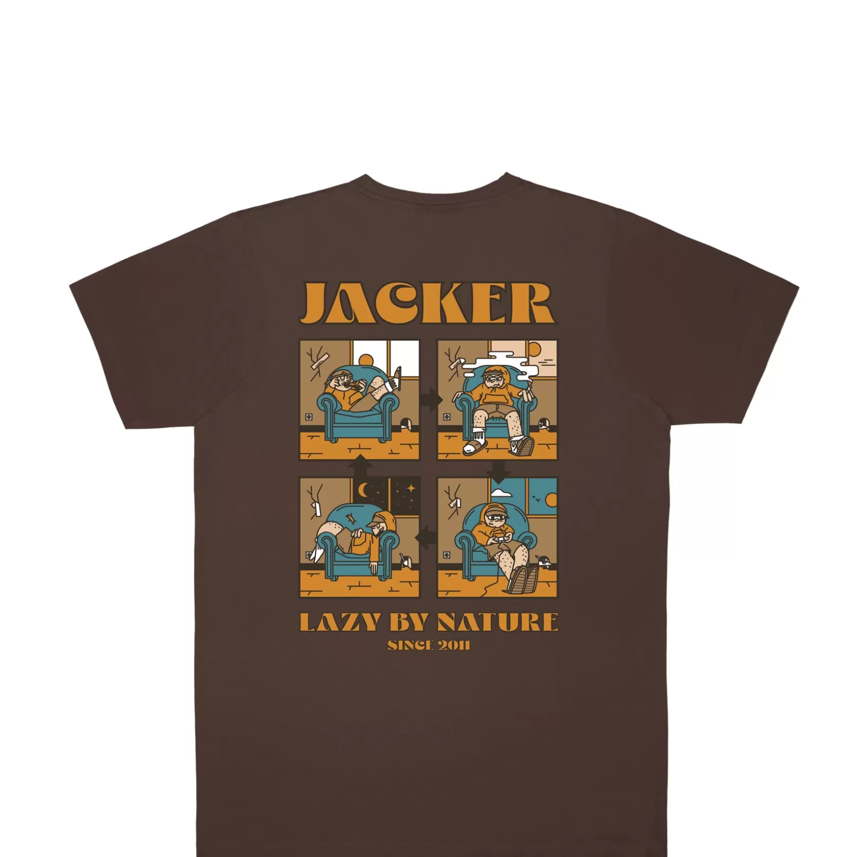 Cheap Jacker Lazy-T-Shirt-Brown